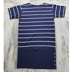 Vintage S. Roberts Dress Womens M Blue Striped Button Hem T-Shirt Dress Nautical
